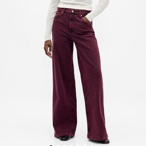 GAP Women's Wide Leg Pants - Deep Wine